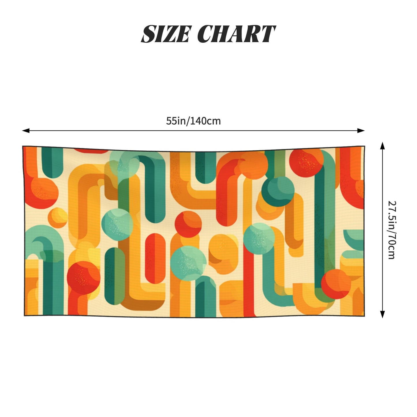 Retro Geometric Peach Skin Beach Towel – 55×27.5in Soft, Quick-Dry, Lightweight & Multi-Use