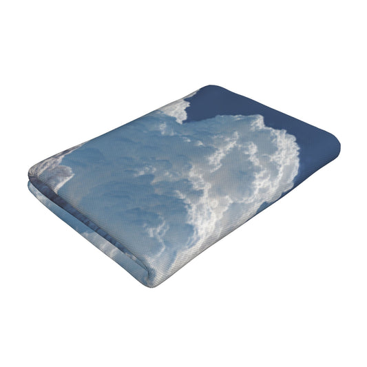 Snowy Mountains and Clouds Peach Skin Beach Towel – 55×27.5in Lightweight Quick-Dry Scenic Travel Towel