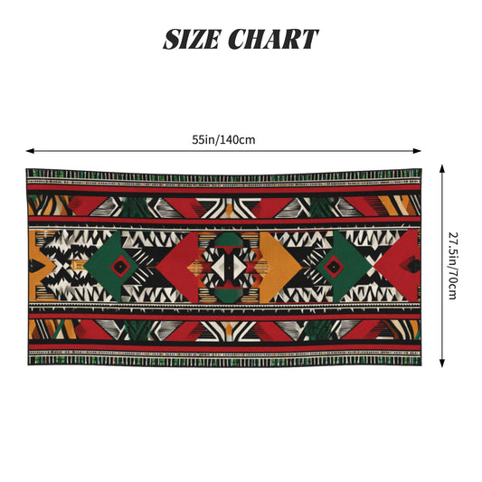 Ethnic Geometric Pattern Peach Skin Beach Towel 55×27.5in – Soft, Quick-Dry, Multi-Purpose Outdoor Blanket