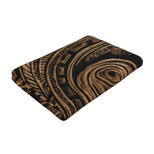 Tribal Gold & Black Peach Skin Beach Towel – 55×27.5in Soft, Quick-Dry, Multi-Purpose Outdoor Blanket