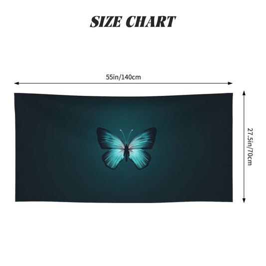 Blue Butterfly Peach Skin Beach Towel – 55×27.5in Soft, Quick-Dry, Lightweight Outdoor Bath Towel