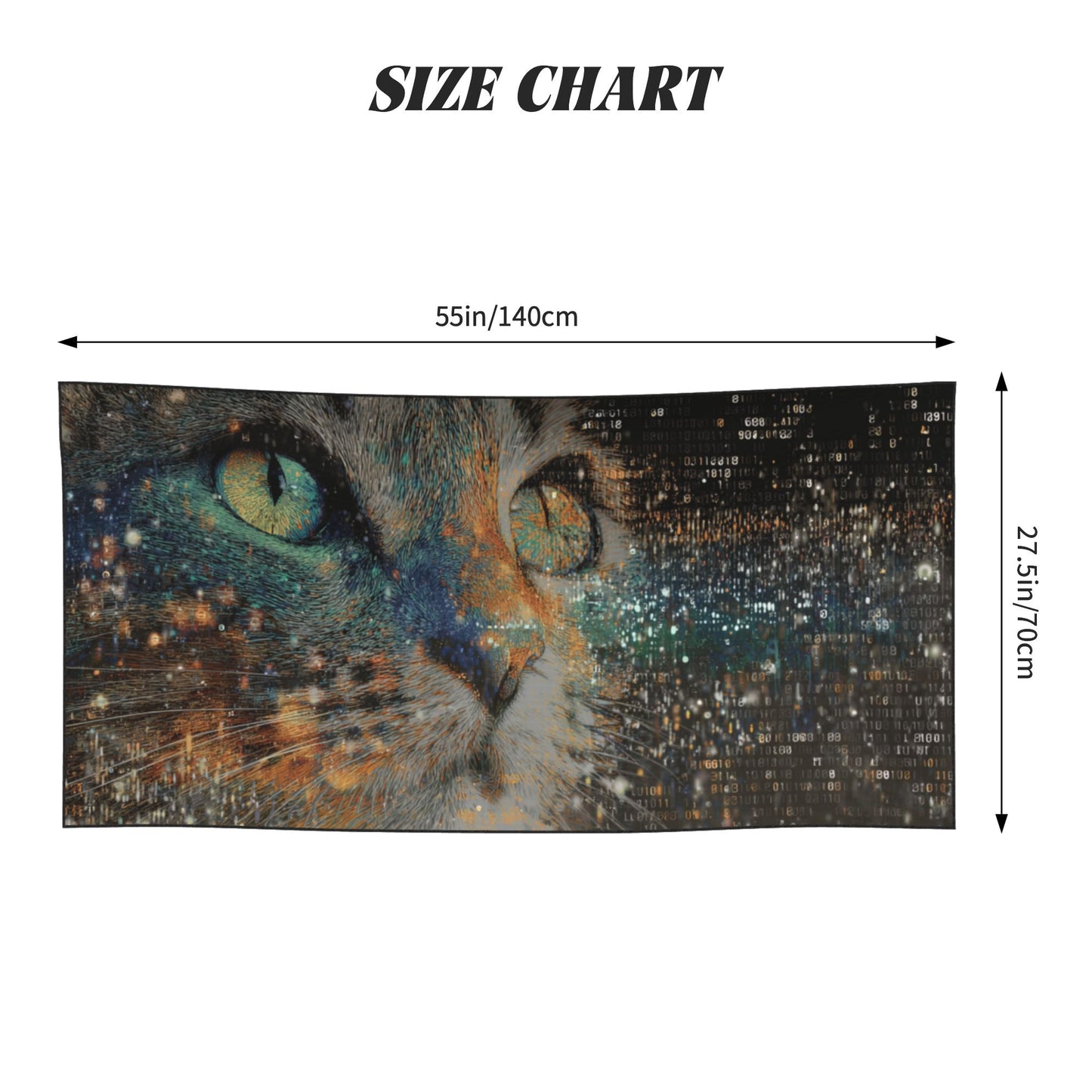 Galaxy Cat Peach Skin Beach Towel – 55×27.5in Soft, Quick-Dry, Lightweight Travel Towel with Artistic Print