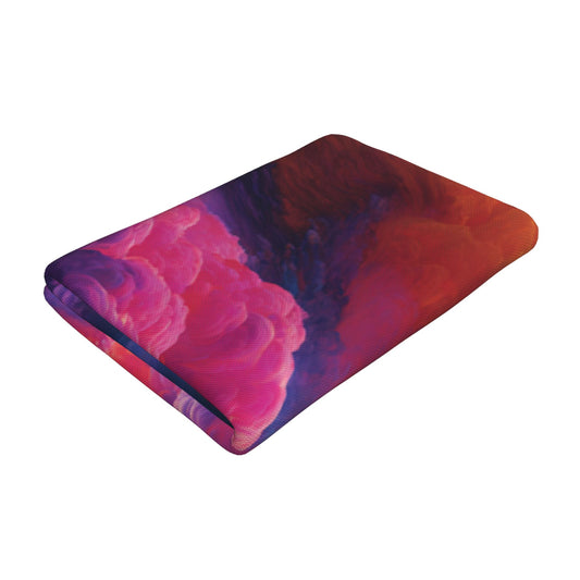 Colorful Abstract Cloud Pattern Peach Skin Beach Towel – 55×27.5in Vibrant Quick-Dry Art Towel for Beach, Travel & Decor