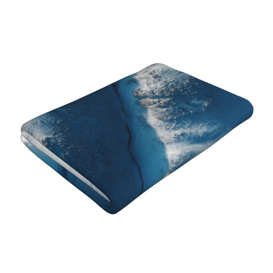 Glacier Blue River Texture Peach Skin Beach Towel – 55×27.5in Minimalist Snowy Landscape Quick-Dry Travel Tapestry